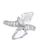 GIA Certified Pear Cut Diamond Bypass Ring in Platinum